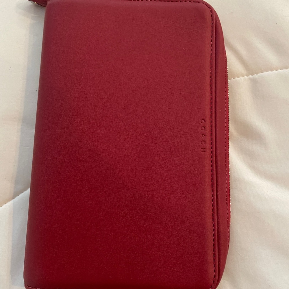 Coach Red zipper wallet case-new